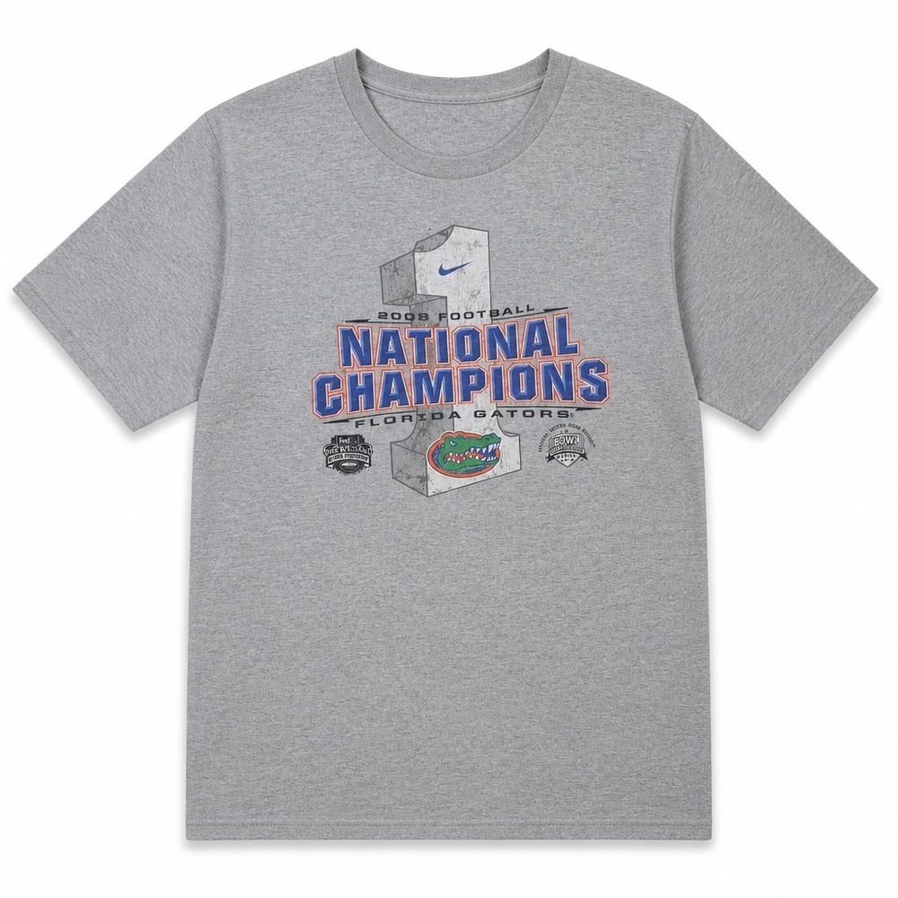 Florida Gators Shirt Men 2XL Gray 2008 Football National BCS Bowl Champions Nike